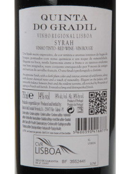 Quinta do Gradil Syrah 0.75 Tº 2016