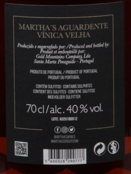 Aguardente Martha´s Vinica Velha 0.70