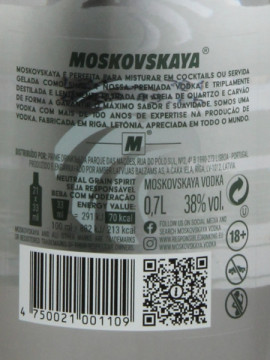 Vodka Moskovskaya 0.70 Lº