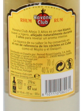 Rum Havana Dourado 3 Anos 0.70